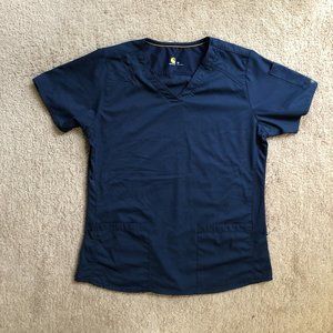 Carhartt Women's Navy Blue Nurse/Medical Scrub Top/Shirt, Medium, Poly/Spandex